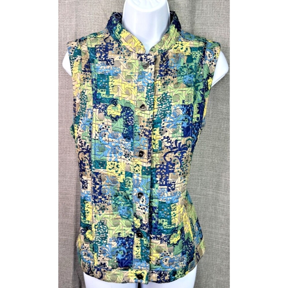 Christopher & Banks Women's Reversible Quilted Snap Button Vest Size M NWT